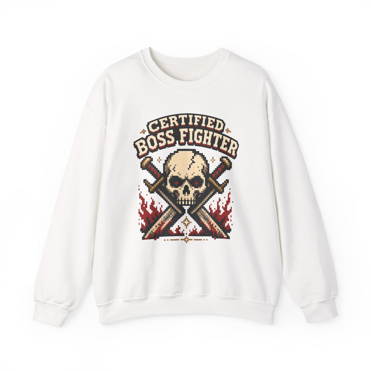 Certified Boss Fighter Sweatshirt - White - Flat Lay