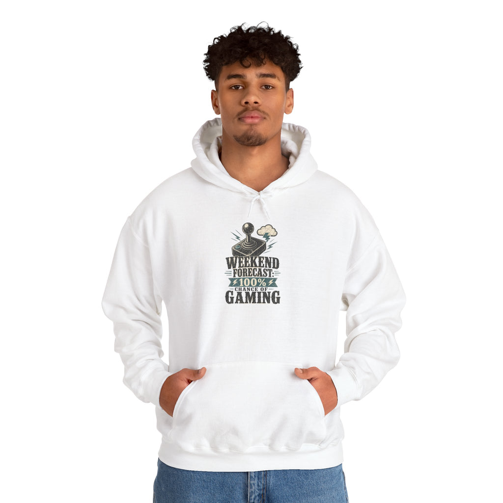 Weekend Forecast 100% Gaming Hoodie - White - On Model Male