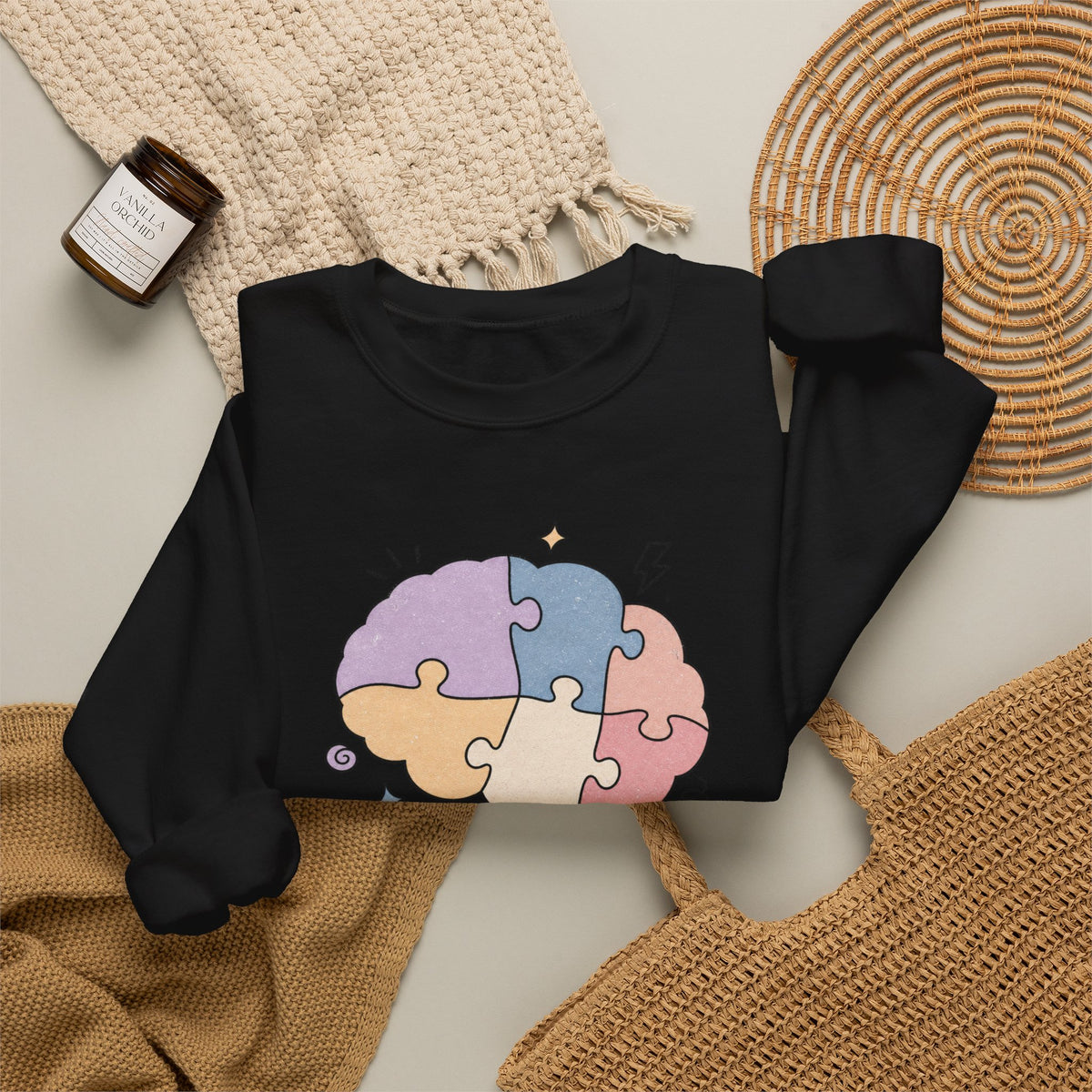 My Brain Has 47 Tabs Open Sweatshirt - Black - Flat Lay