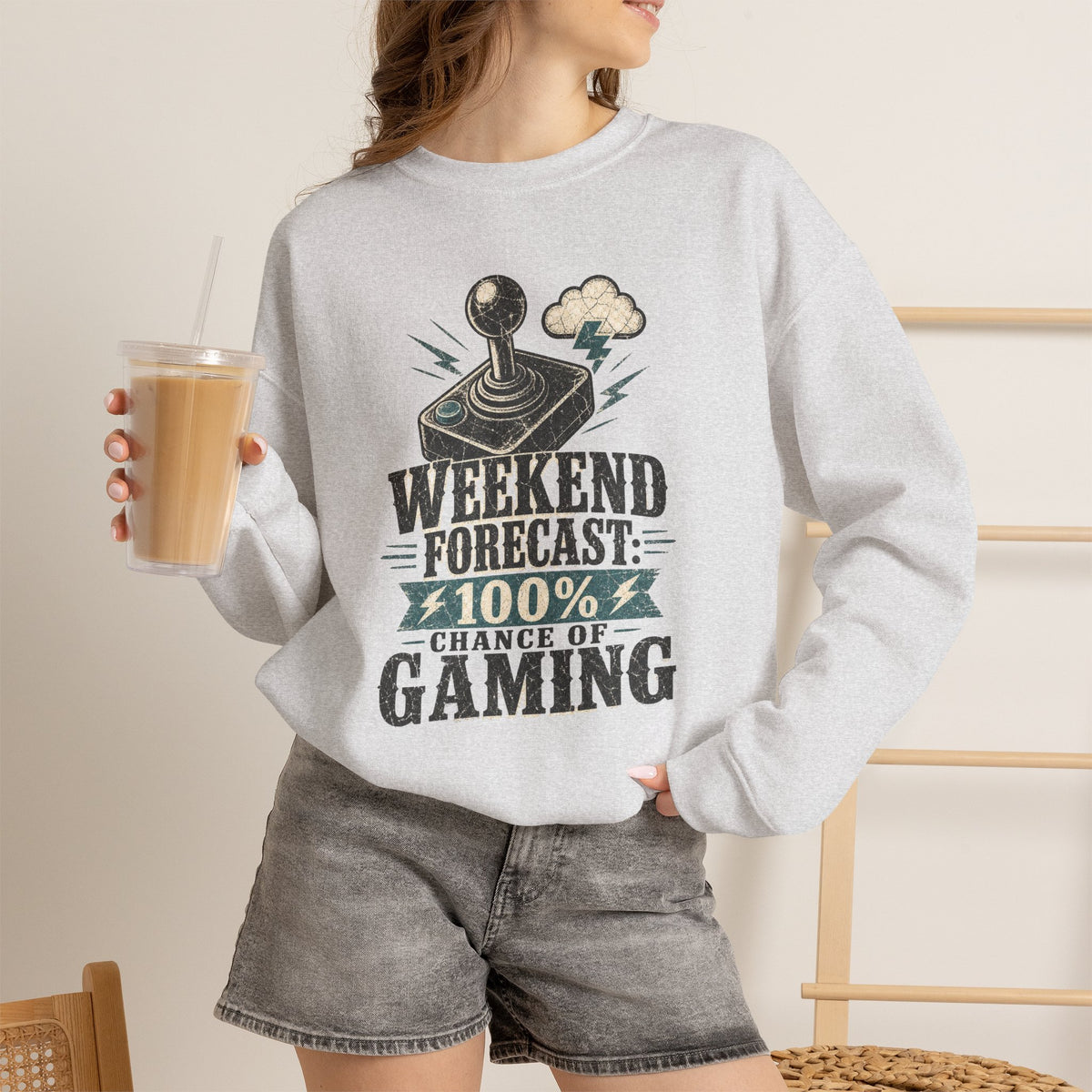 Weekend Forecast 100% Gaming Sweatshirt - Ash - On Model Female