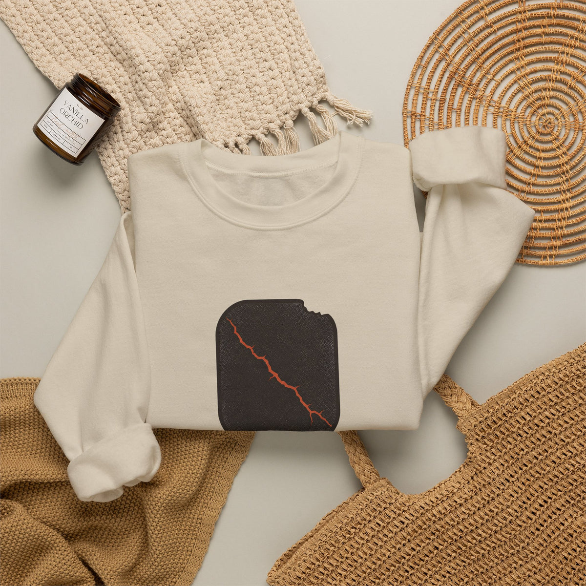 Pickleball Paddle Graphic Sweatshirt - Sand - Flat Lay
