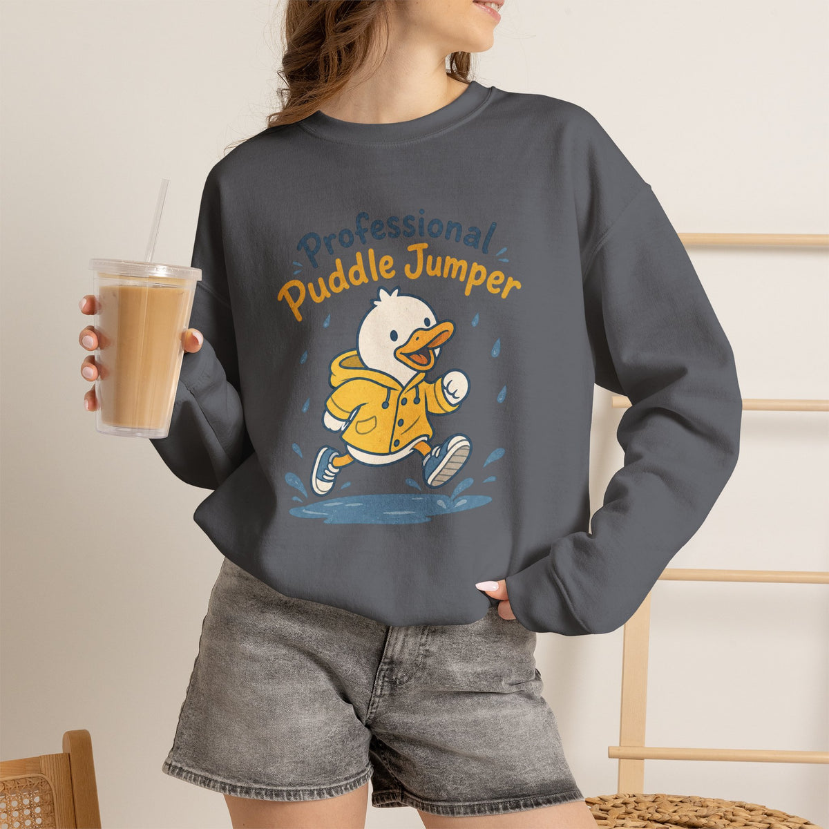 Professional Puddle Jumper Duck Sweatshirt - Charcoal - On Model Female