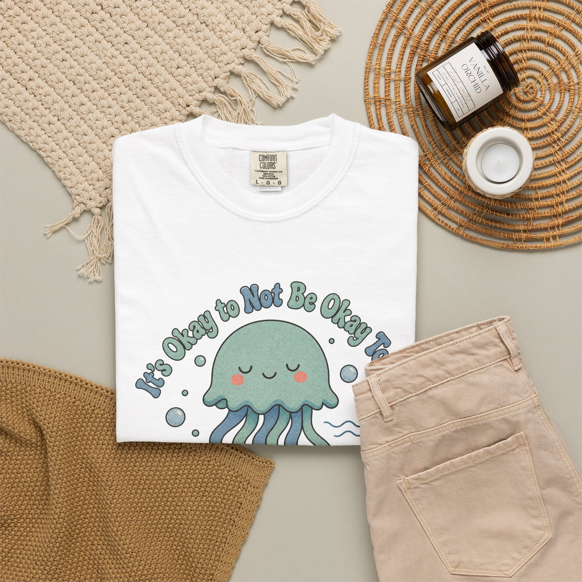 It's Okay to Not Be Okay T-shirt - White - Flat Lay