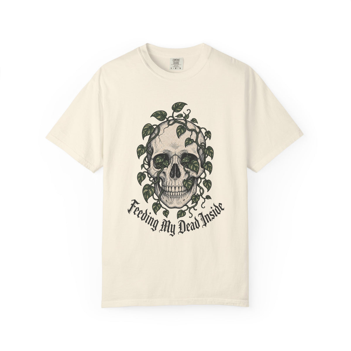 Skull with Ivy Leaves T-shirt - Ivory - Front
