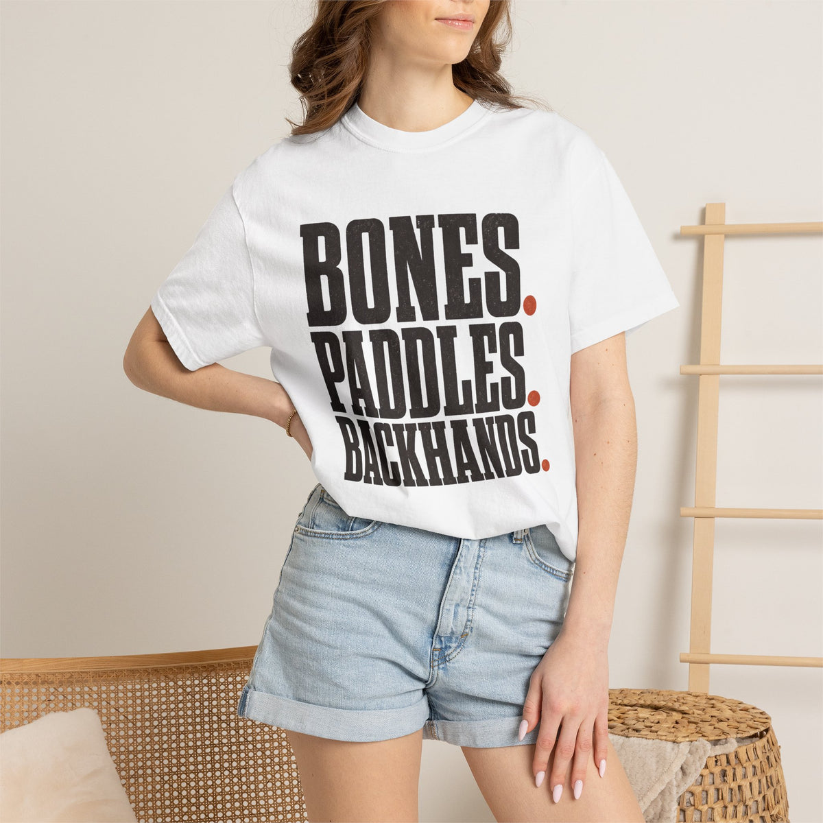 Bones Paddles Backhands T-Shirt - White - On Model Female
