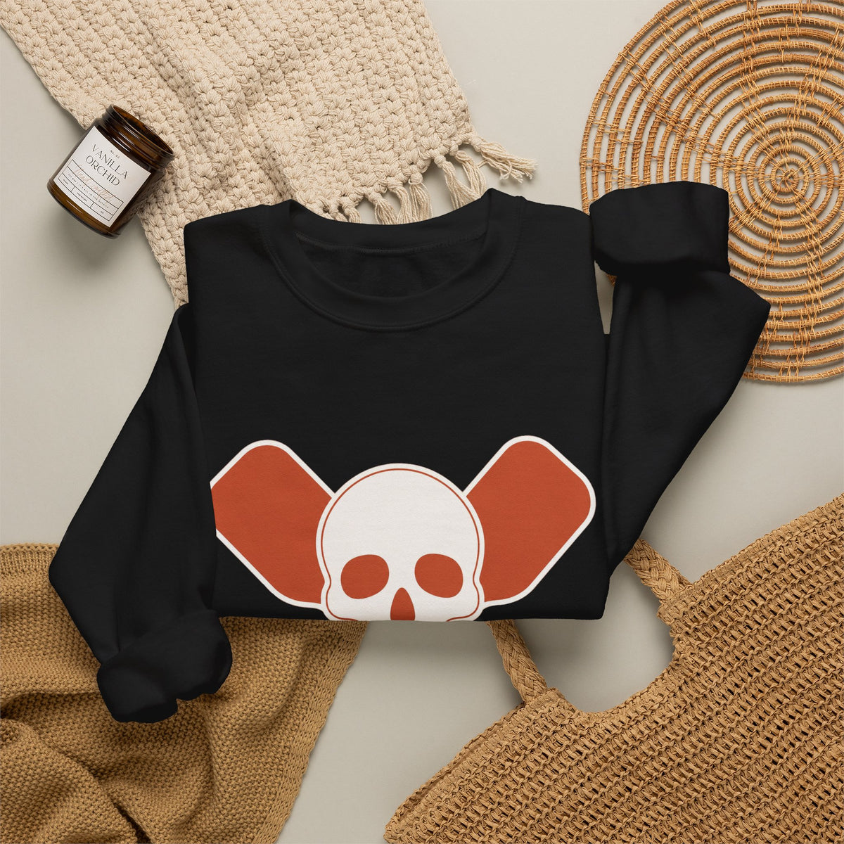Skull & Oars Sweatshirt - Black - Flat Lay