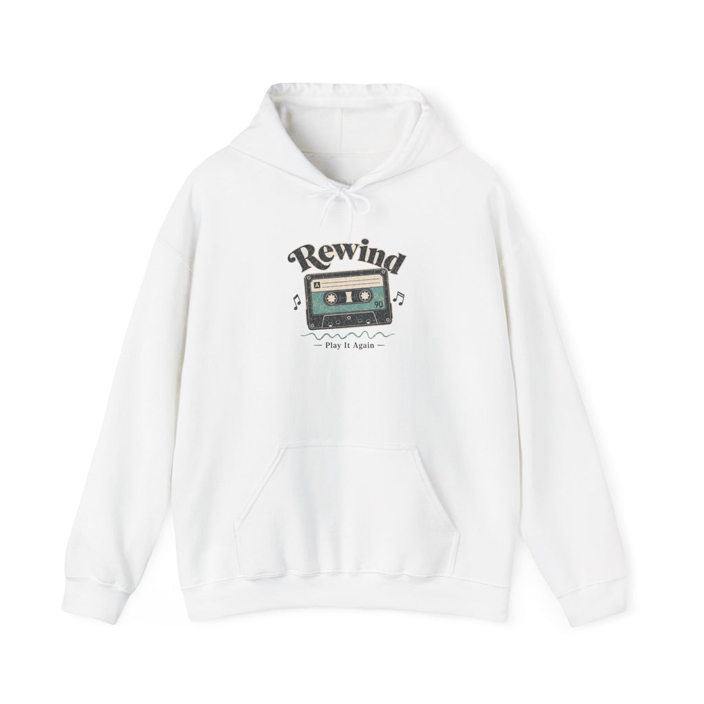 Retro Cassette Tape Hoodie - White - Flat Lay