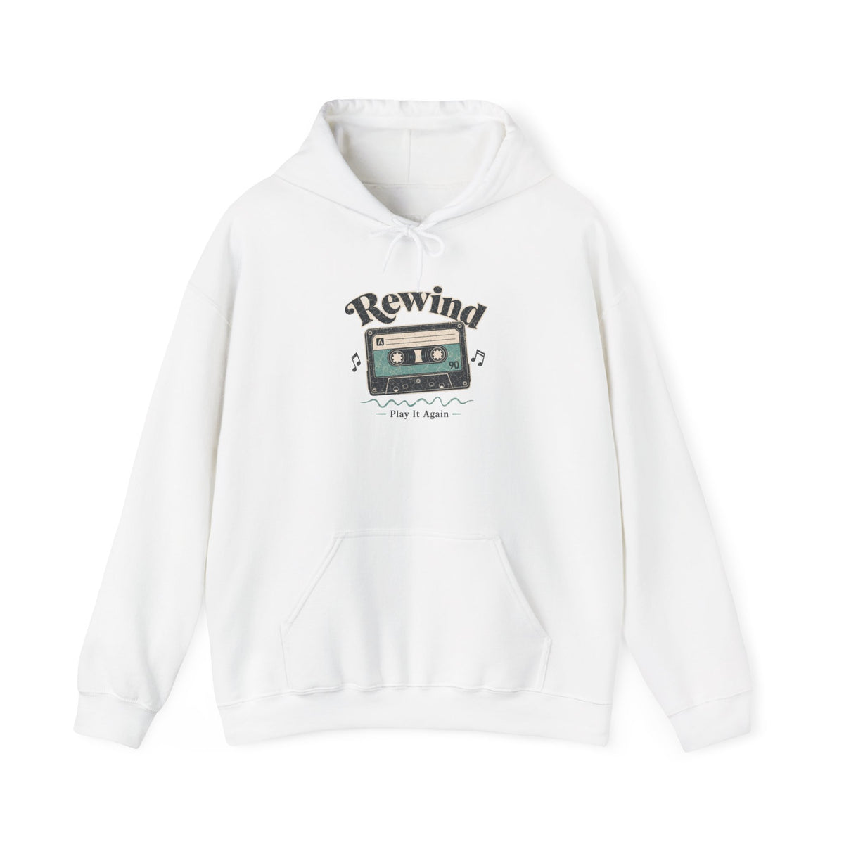 Retro Cassette Tape Hoodie - White - Flat Lay