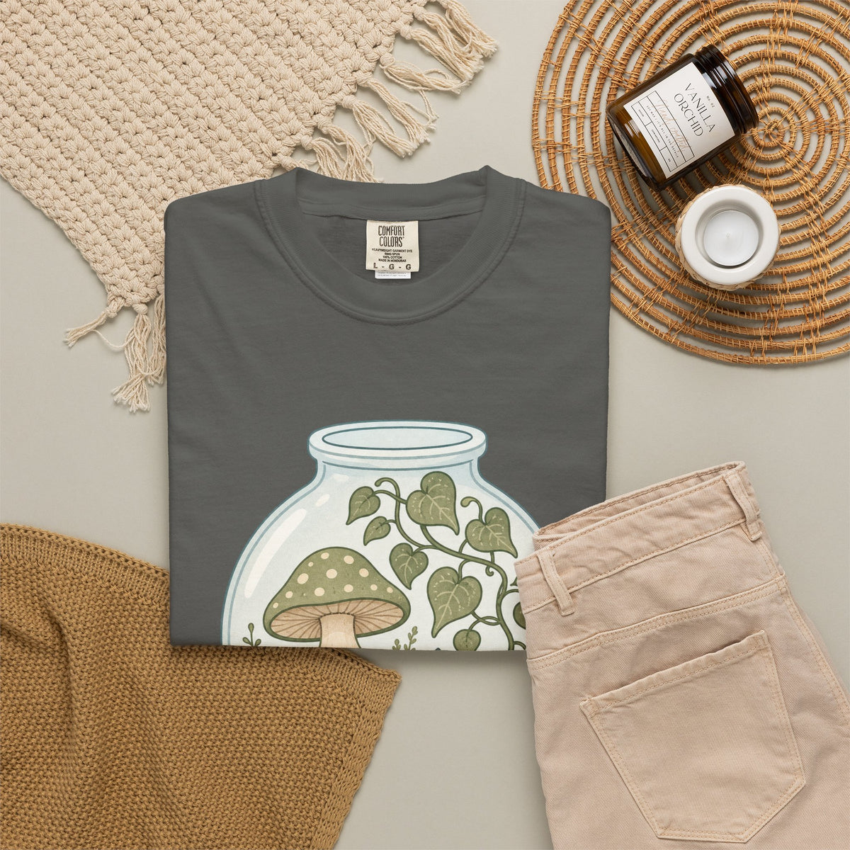 Grow Where You're Planted T-shirt - Pepper - Flat Lay