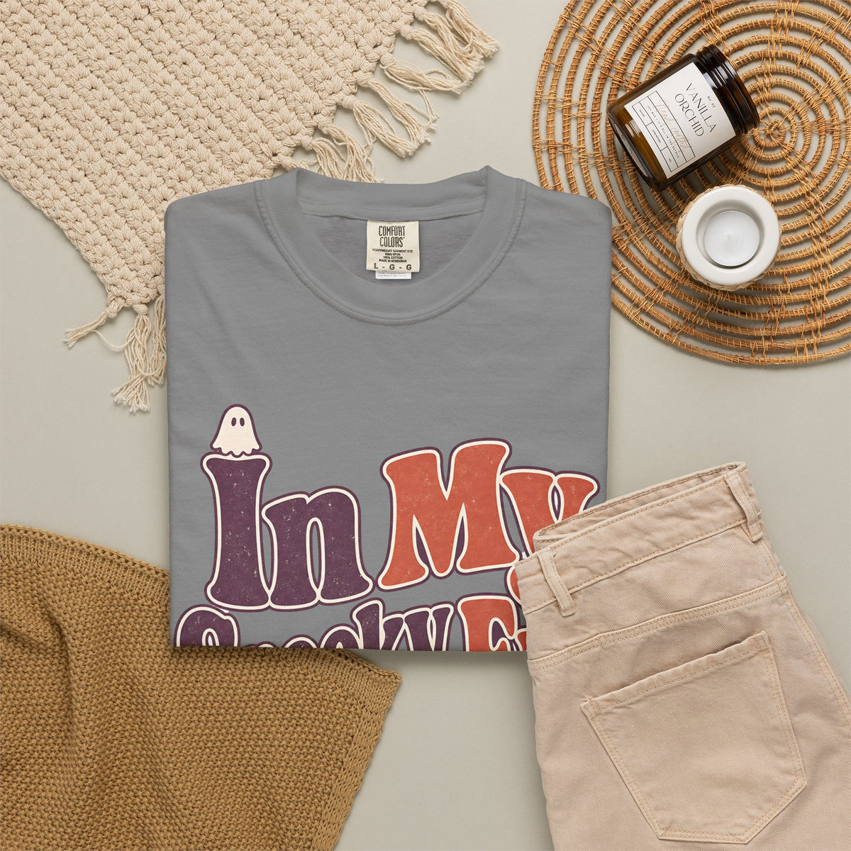 In My Spooky Era T-Shirt - Grey - Flat Lay