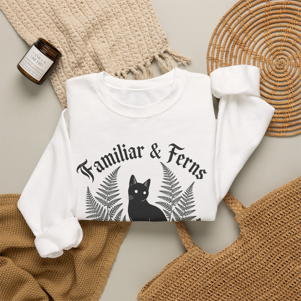 Familiar & Ferns Sweatshirt - White - Flat Lay