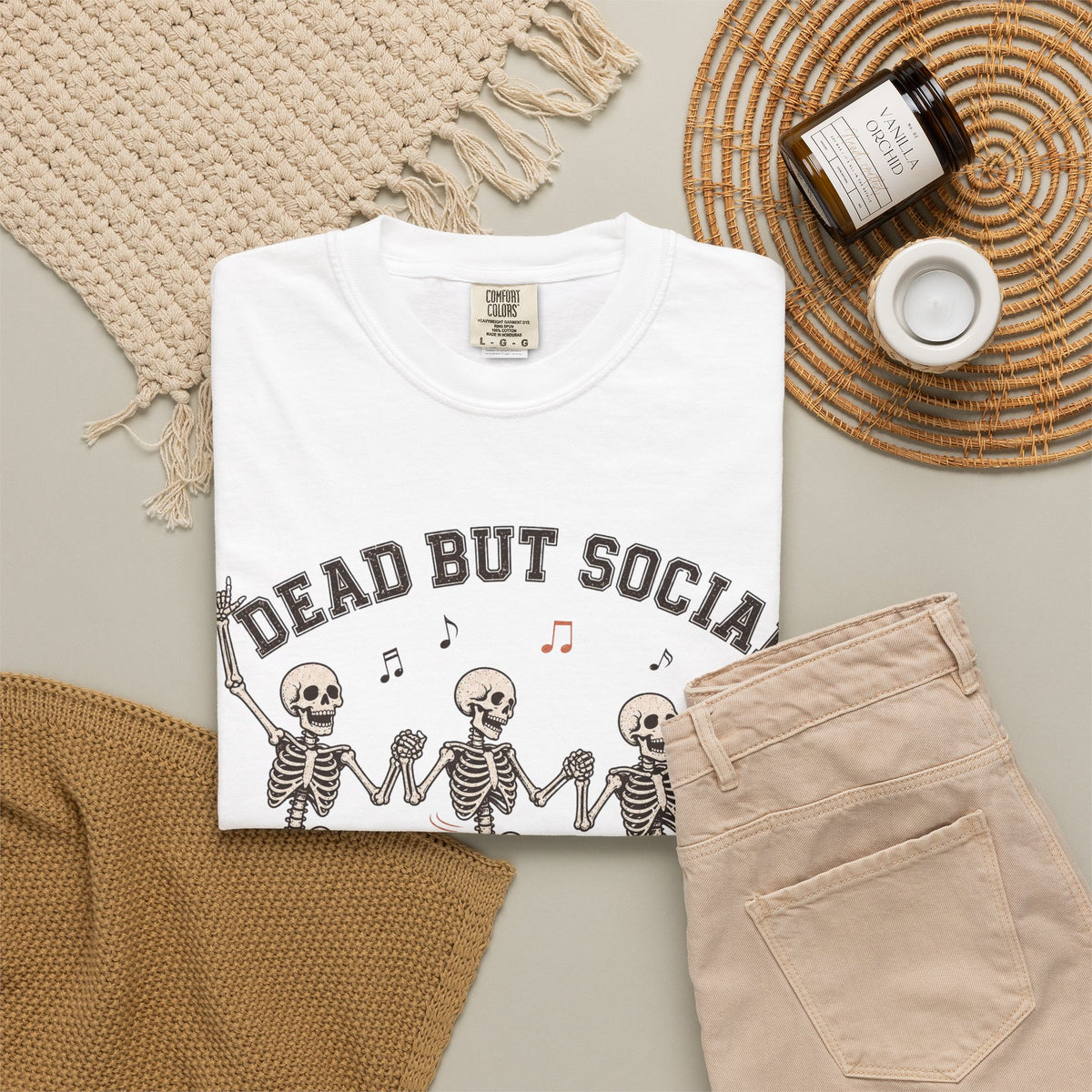 Dead But Social T-Shirt - White - flat lay
