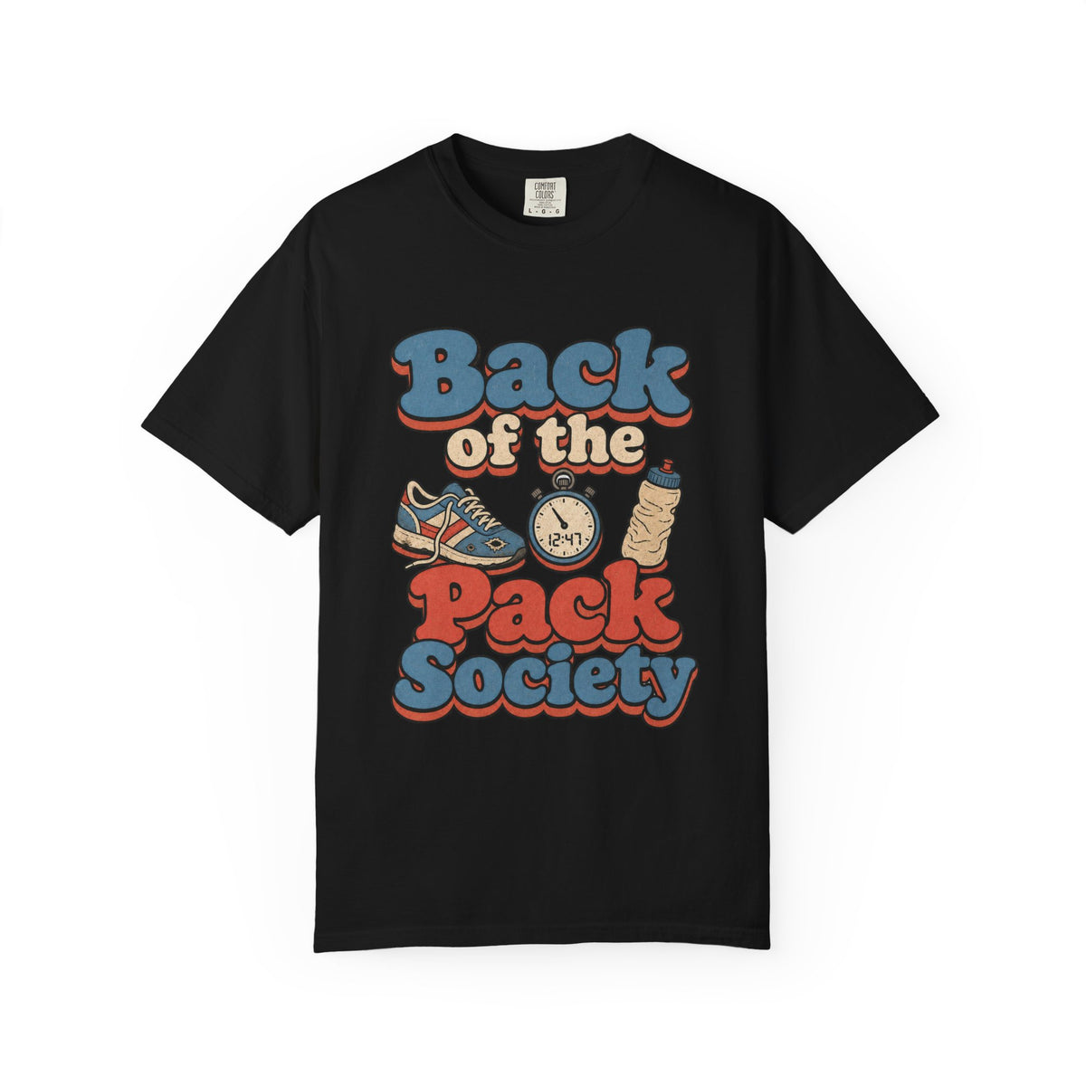 Back of the Pack Society T-shirt - Black - on model side