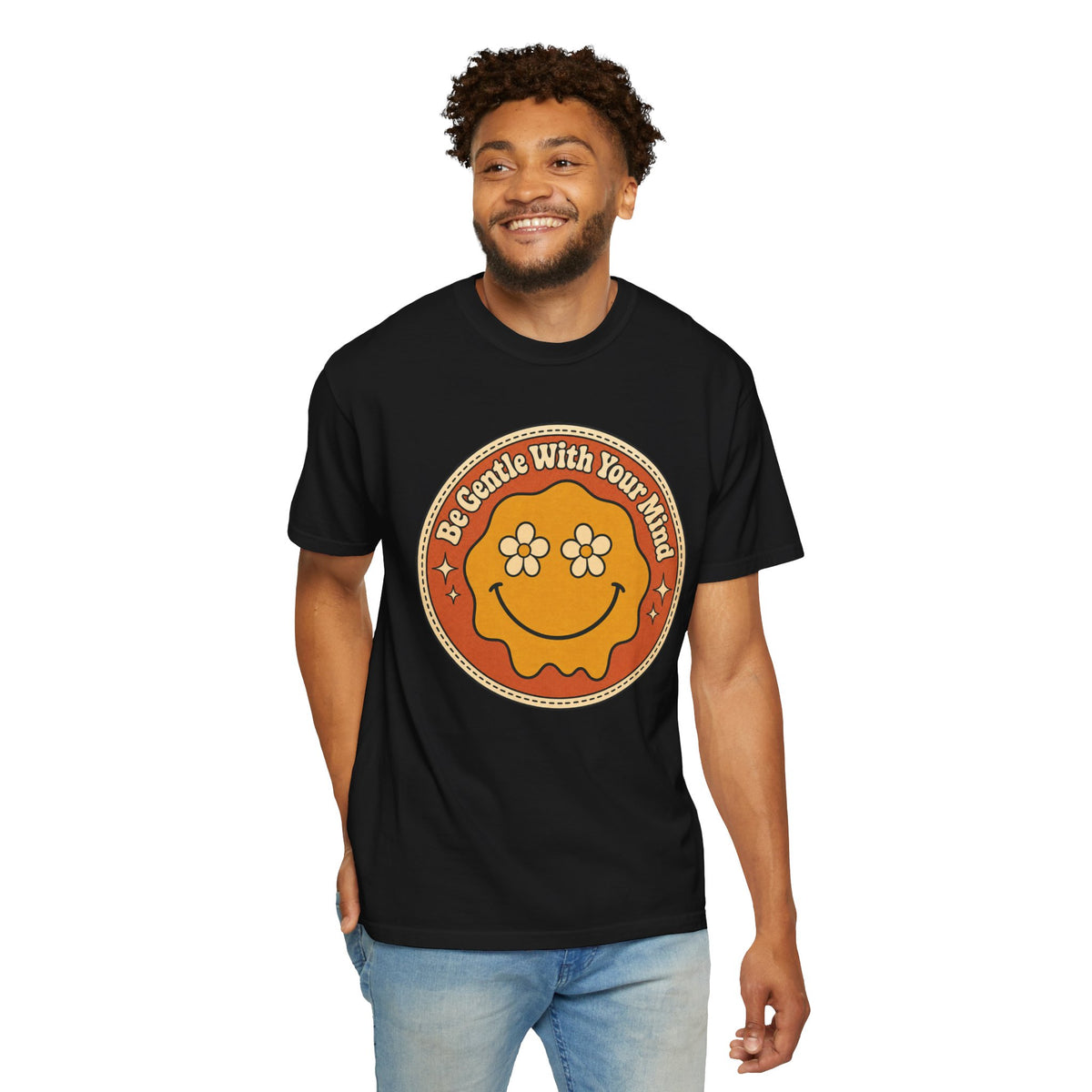 Be Gentle With Your Mind T-shirt - Black - On Model Male