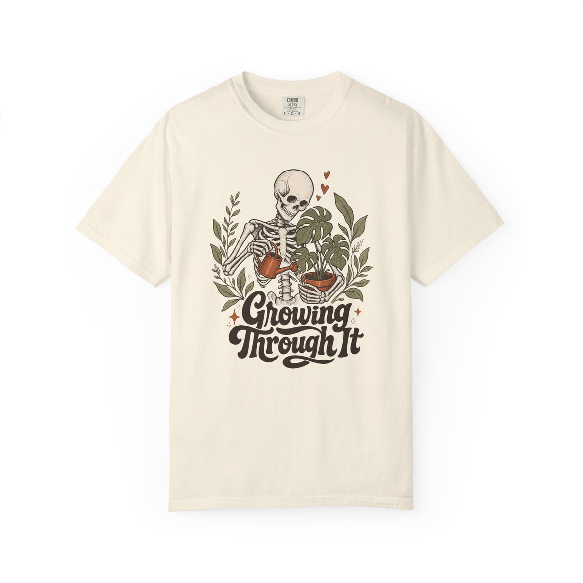 Growing Through It T-shirt - Ivory - Front