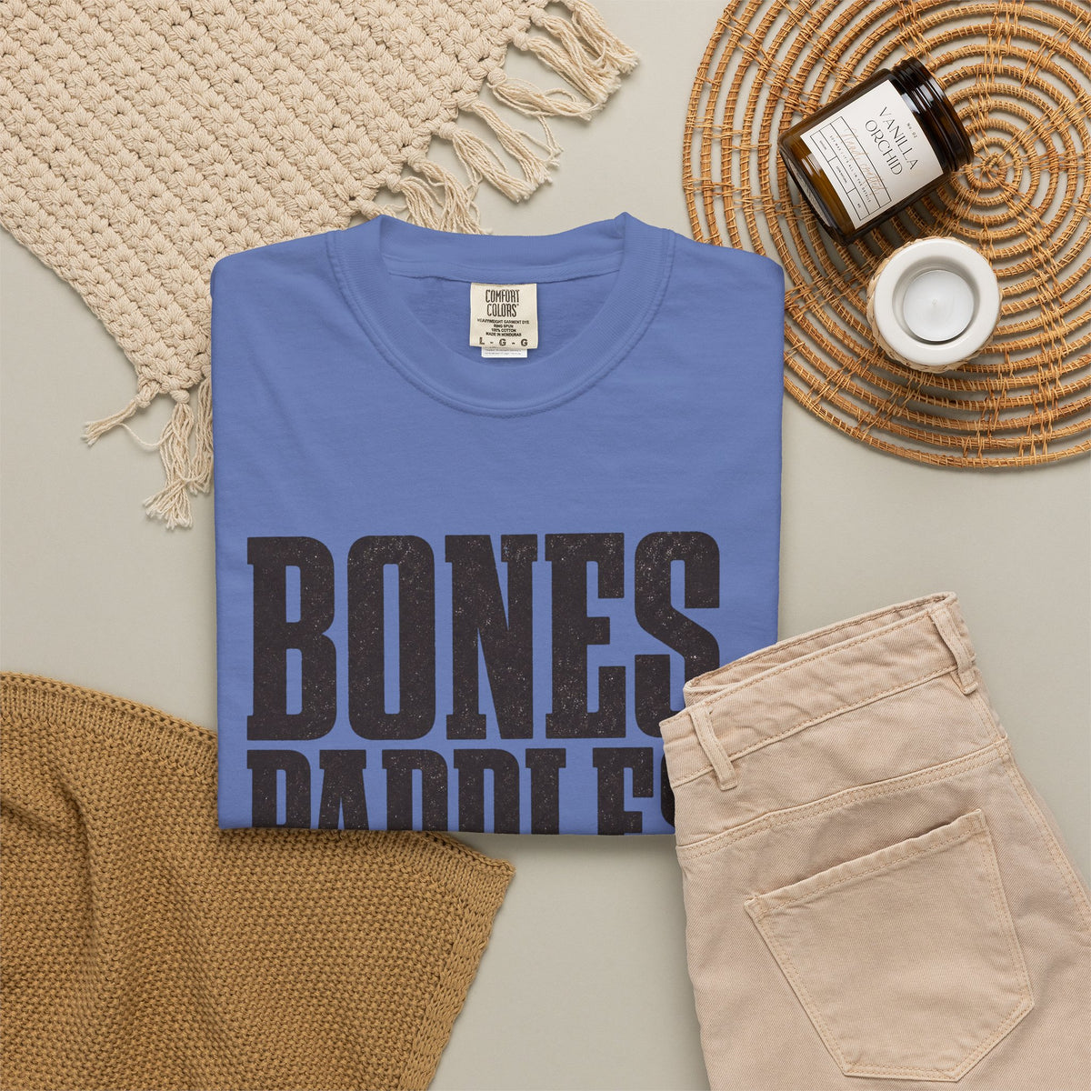 Bones Paddles Backhands T-Shirt - Mystic Blue - Flat Lay