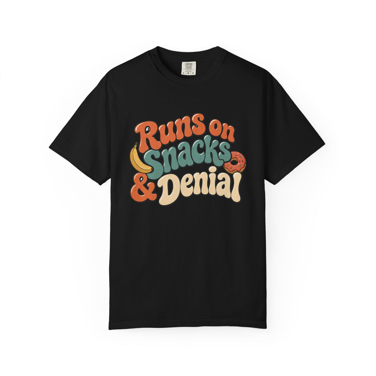 Runs on Snacks & Denial T-Shirt - Black - Front