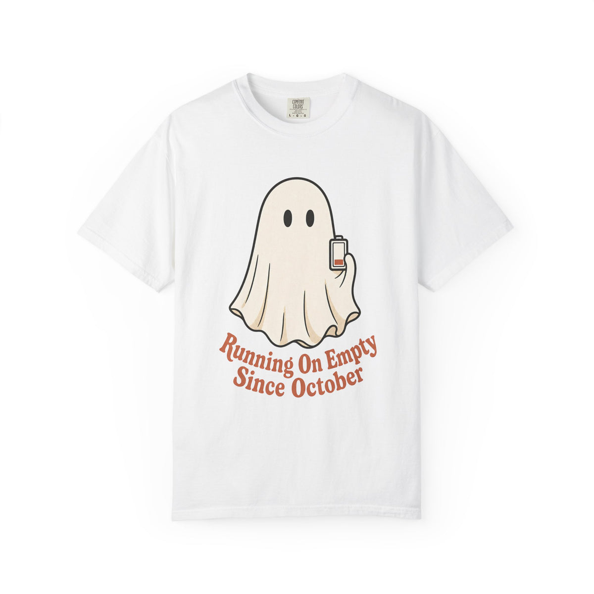 Running On Empty Since October T-Shirt - White - On Model Side
