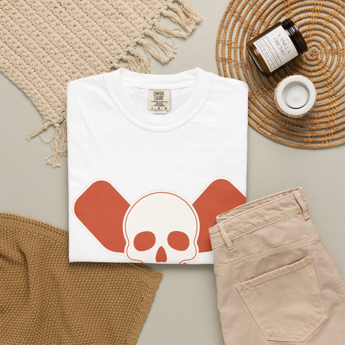 Skull & Oars T-Shirt - White - Flat Lay