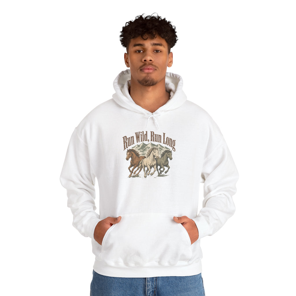 Run Wild Run Long Hoodie - White - On Model Male