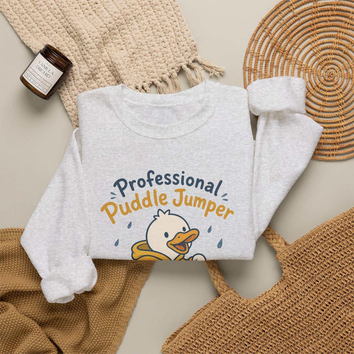 Professional Puddle Jumper Duck Sweatshirt - Ash - Flat Lay