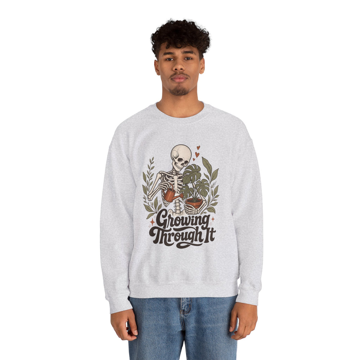 Growing Through It Sweatshirt - Ash - On Model Male
