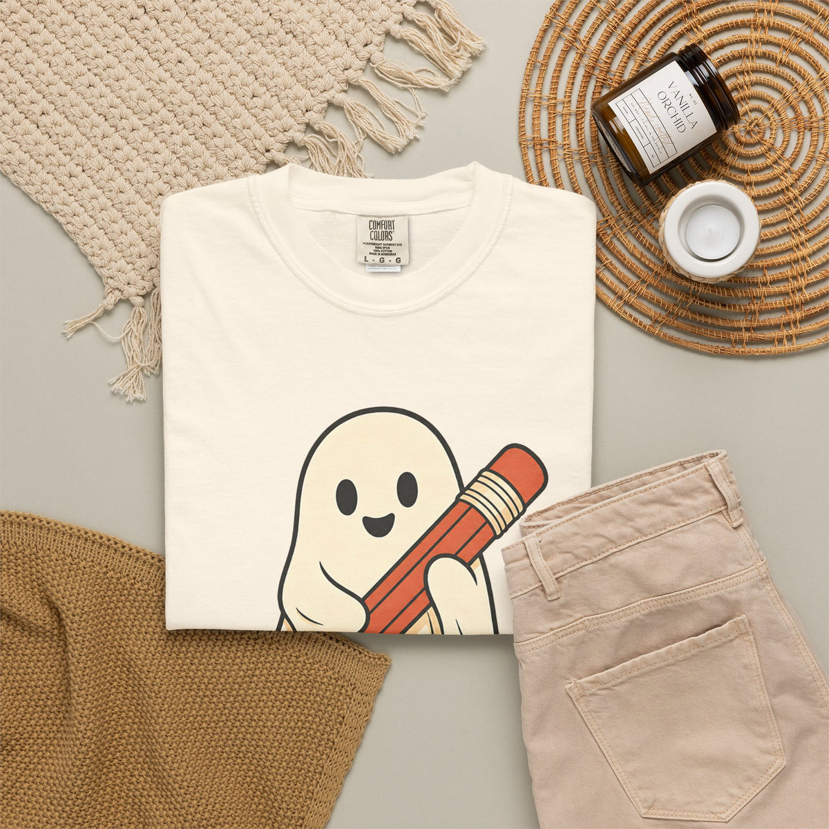 Teaching Little Monsters T-shirt - Ivory - Flat Lay