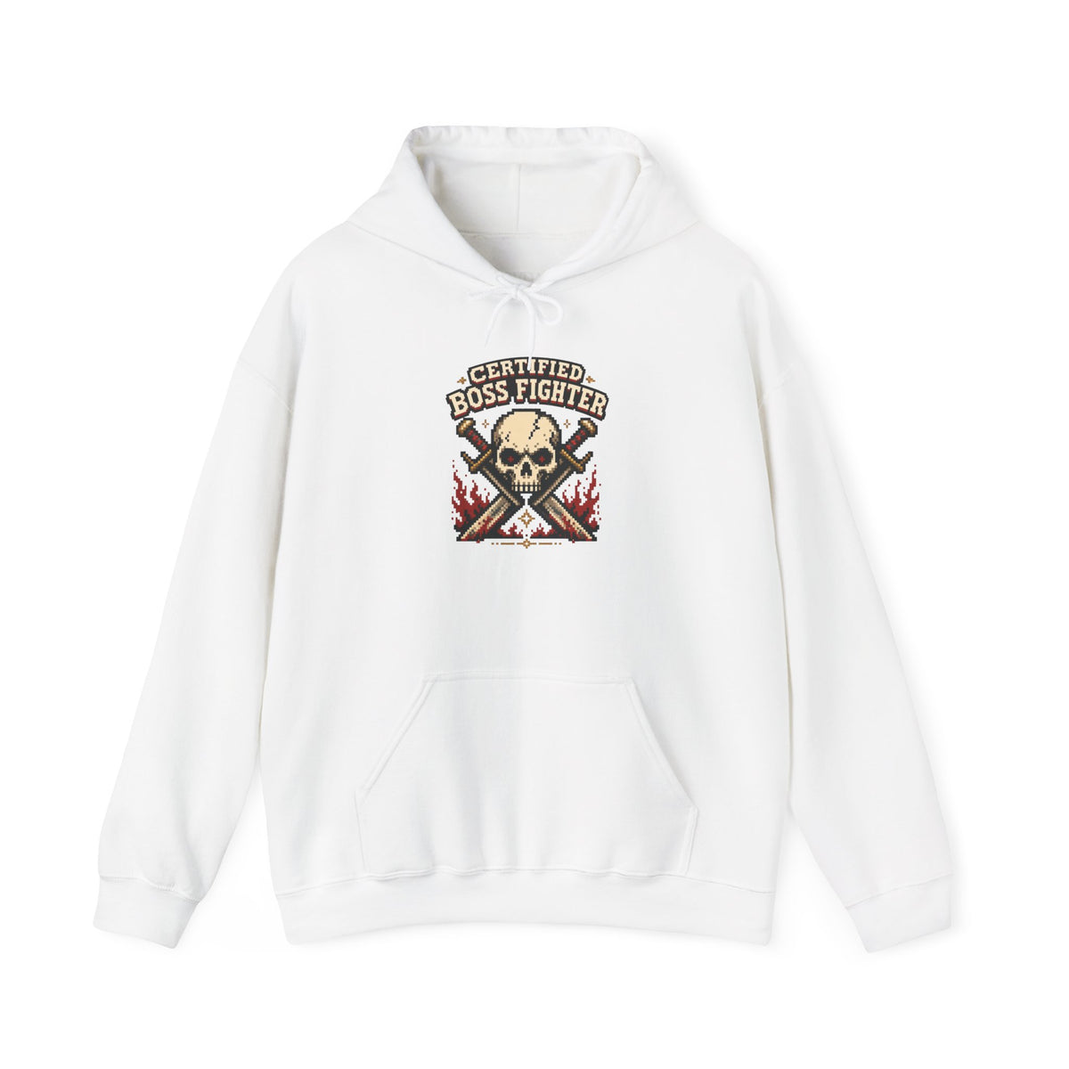 Certified Boss Fighter Hoodie - White - Flat Lay