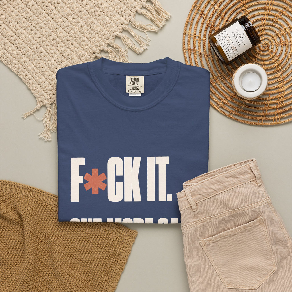 F*ck It. One More Game. T-Shirt - China Blue - Flat Lay