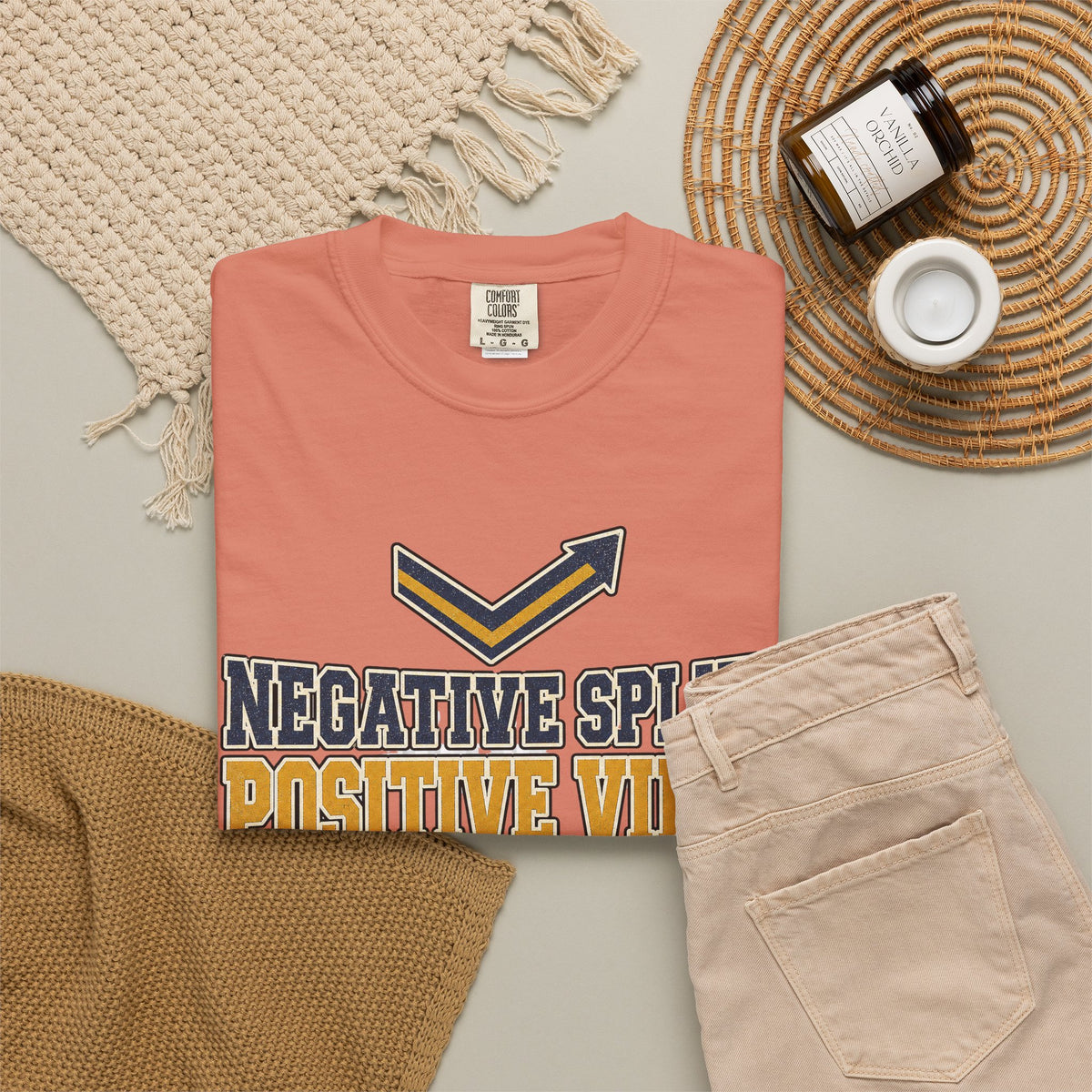 Negative Splits Positive Vibes T-shirt - Terracotta - Flat Lay