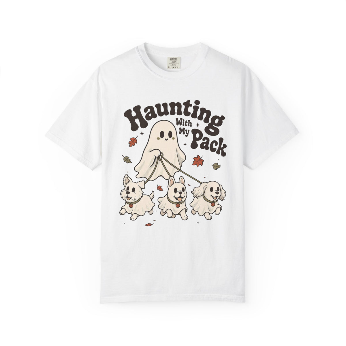Haunting With My Pack T-shirt - White - on model side