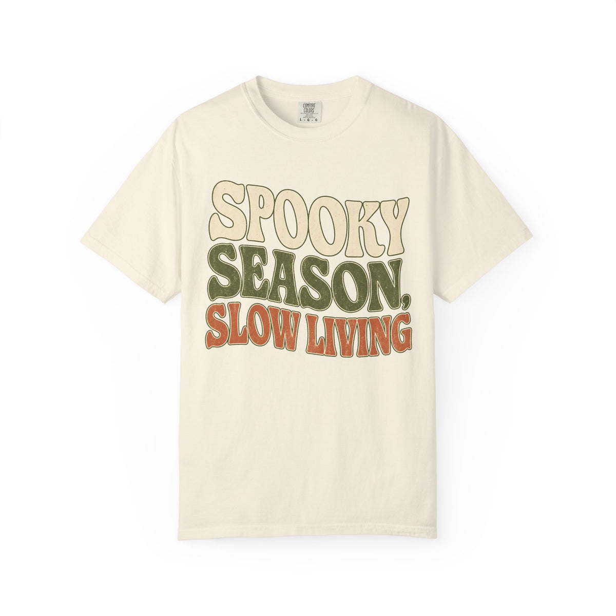 Spooky Season Slow Living T-shirt - Ivory - On Model Side