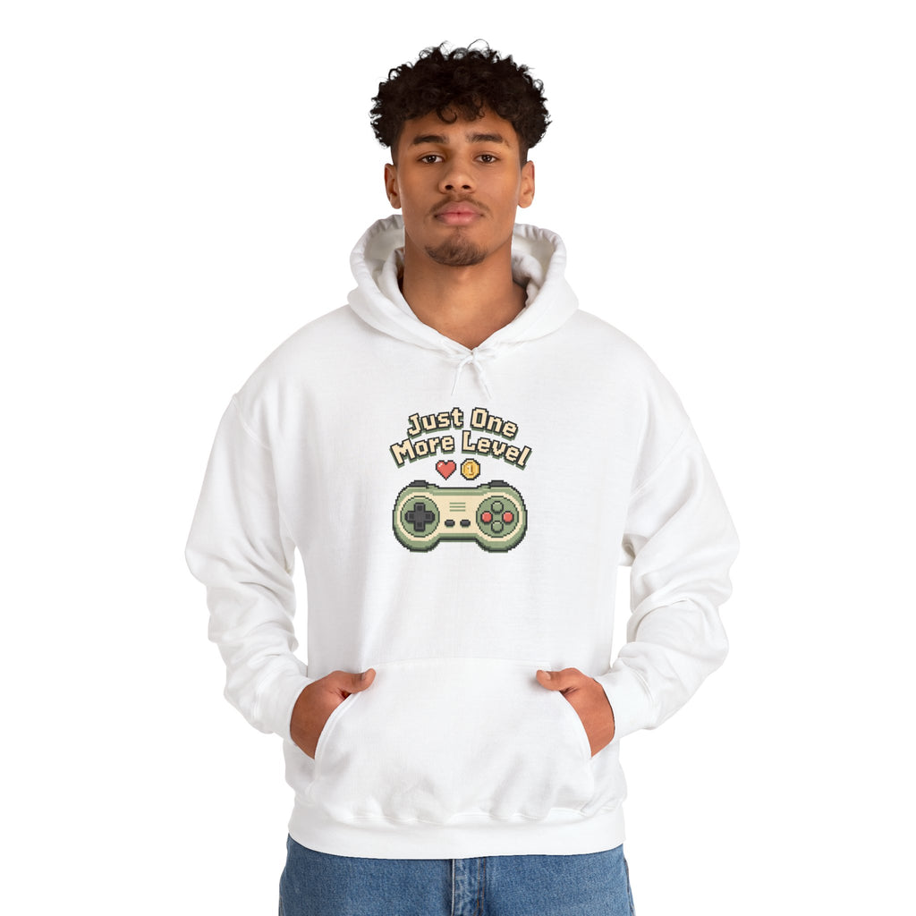 Just One More Level Hoodie - White - On Model Male
