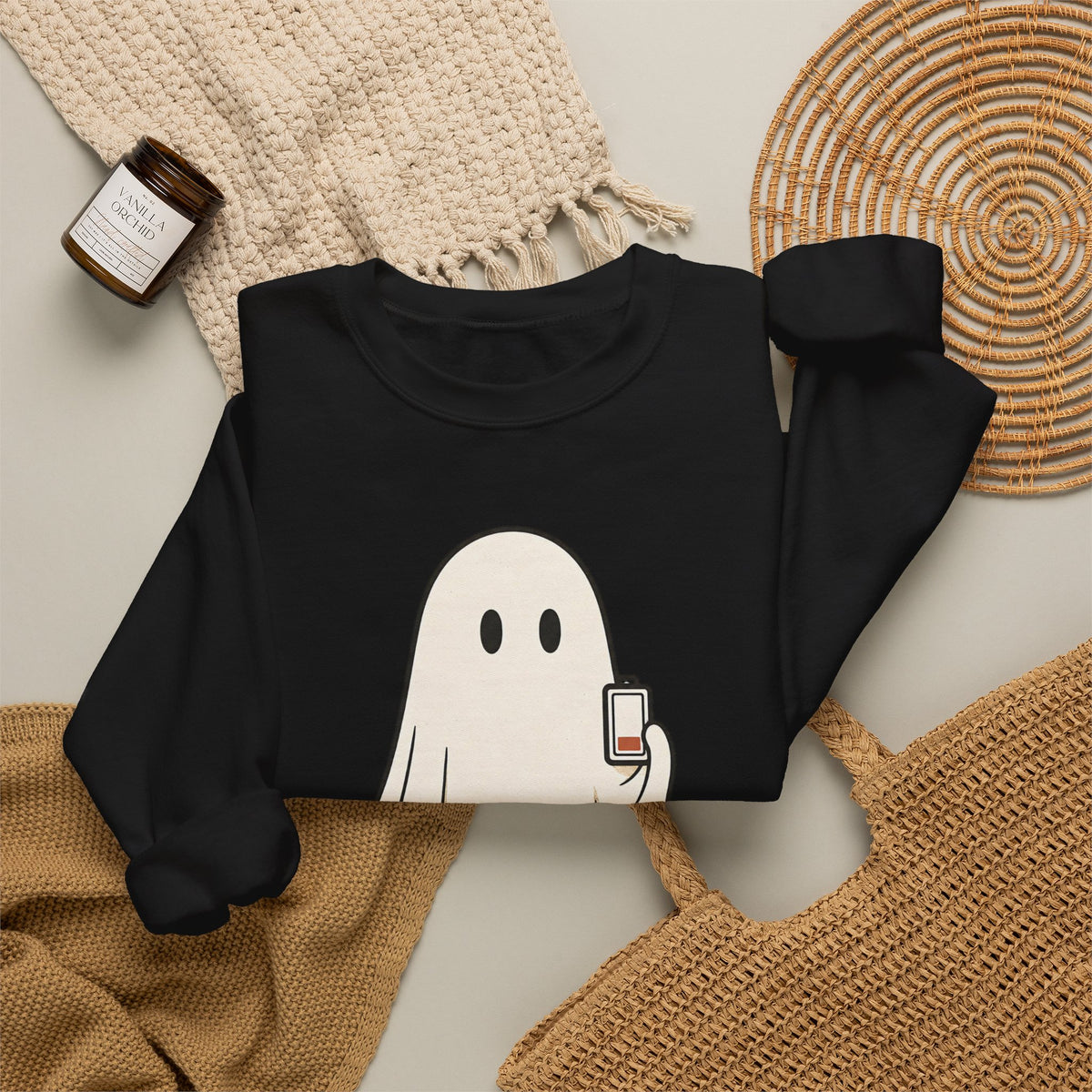 Running On Empty Since October Sweatshirt - Black - Flat Lay