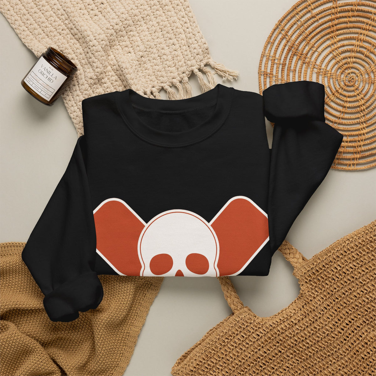 Skull & Oars Sweatshirt - Black - Flat Lay