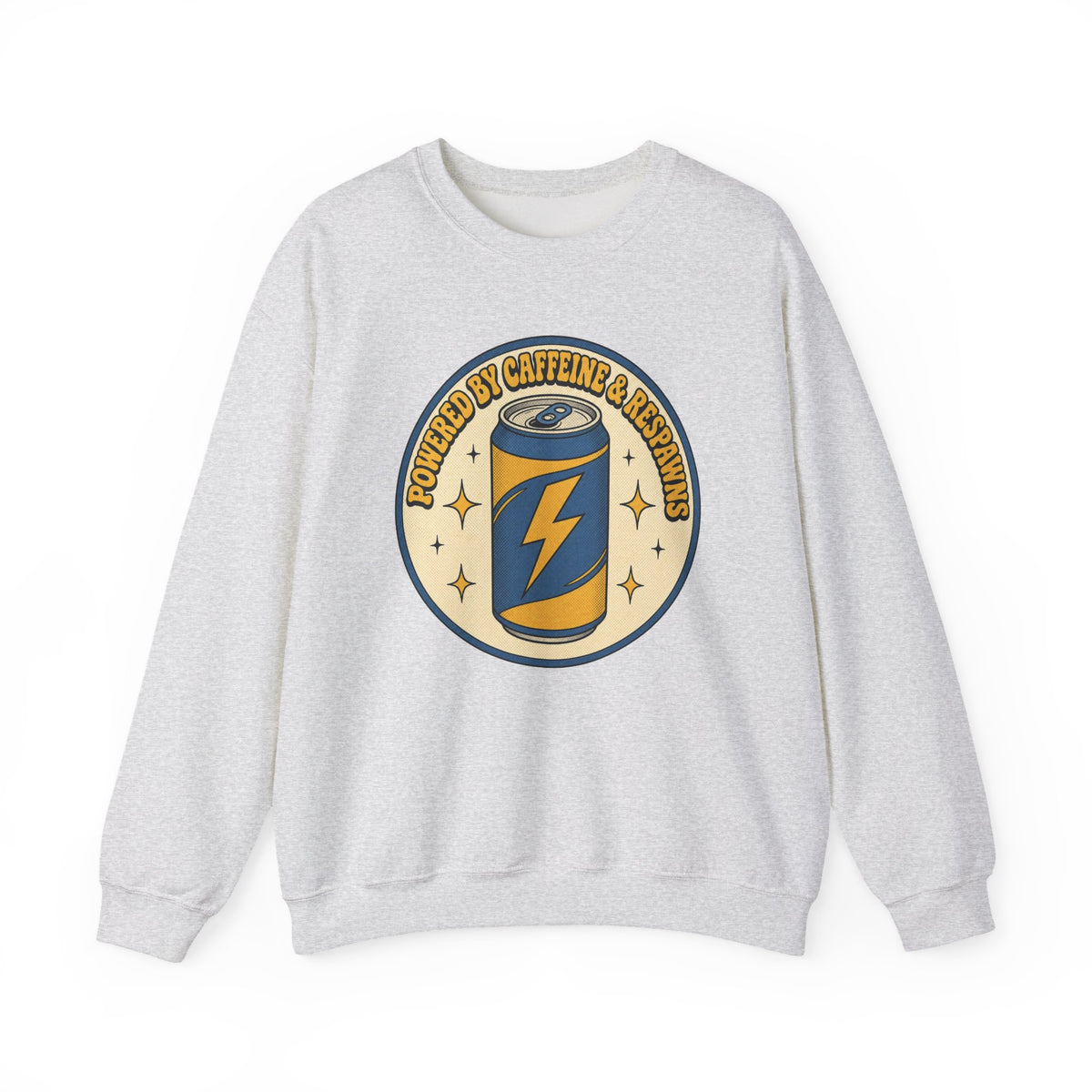 Caffeinated Energy Can Sweatshirt - Ash - Flat Lay