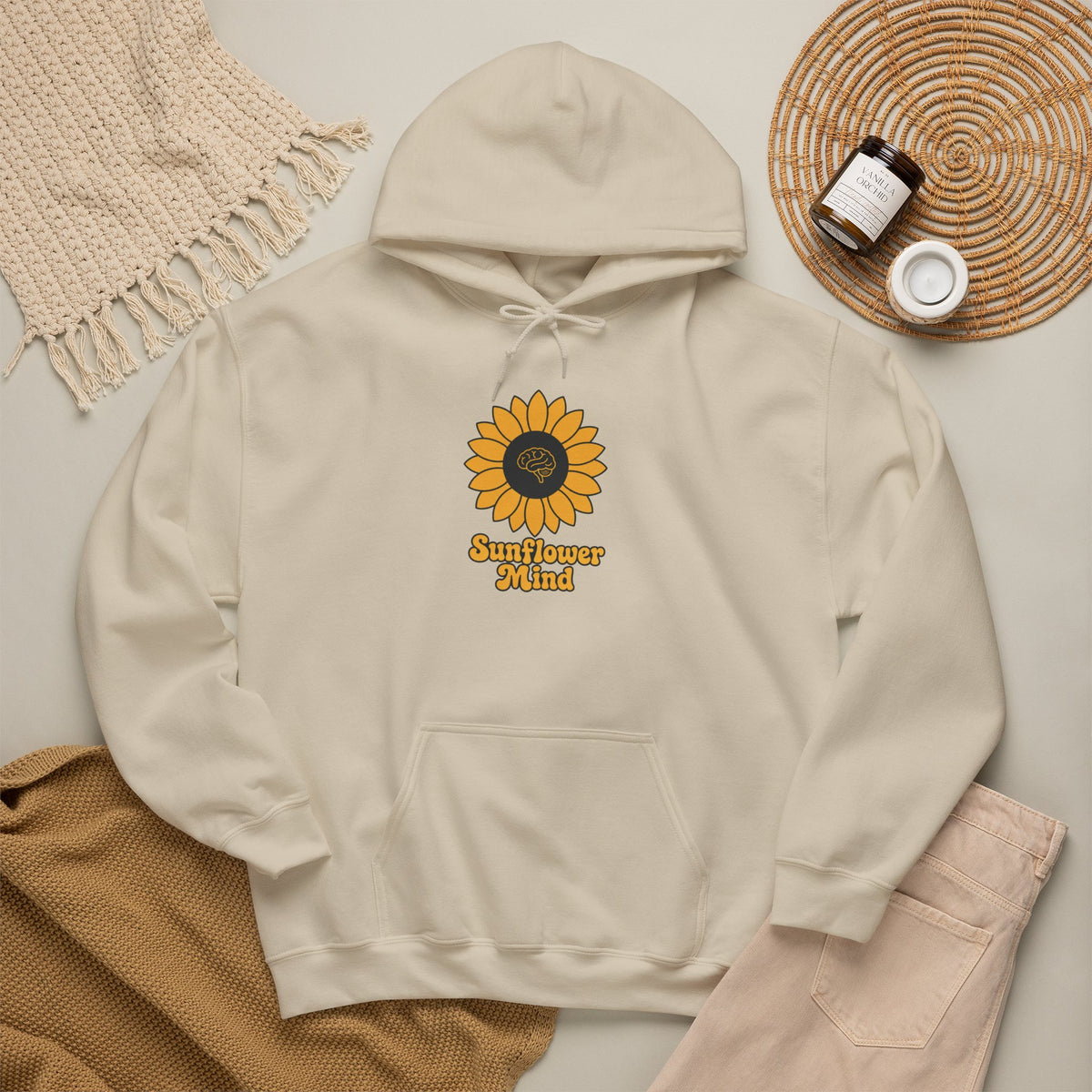 Sunflower Mind Hoodie - Sand - Flat Lay