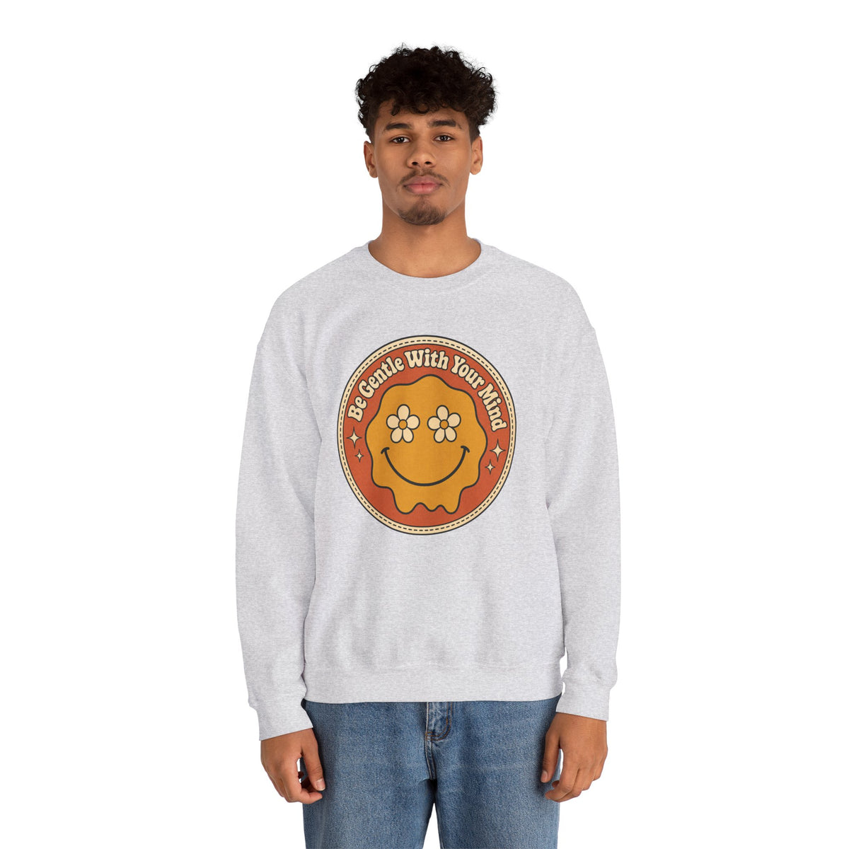Be Gentle With Your Mind Sweatshirt - Ash - on model male