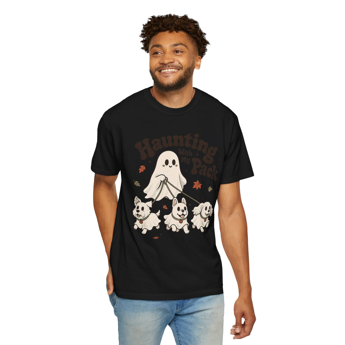 Haunting With My Pack T-shirt - Black - on model front