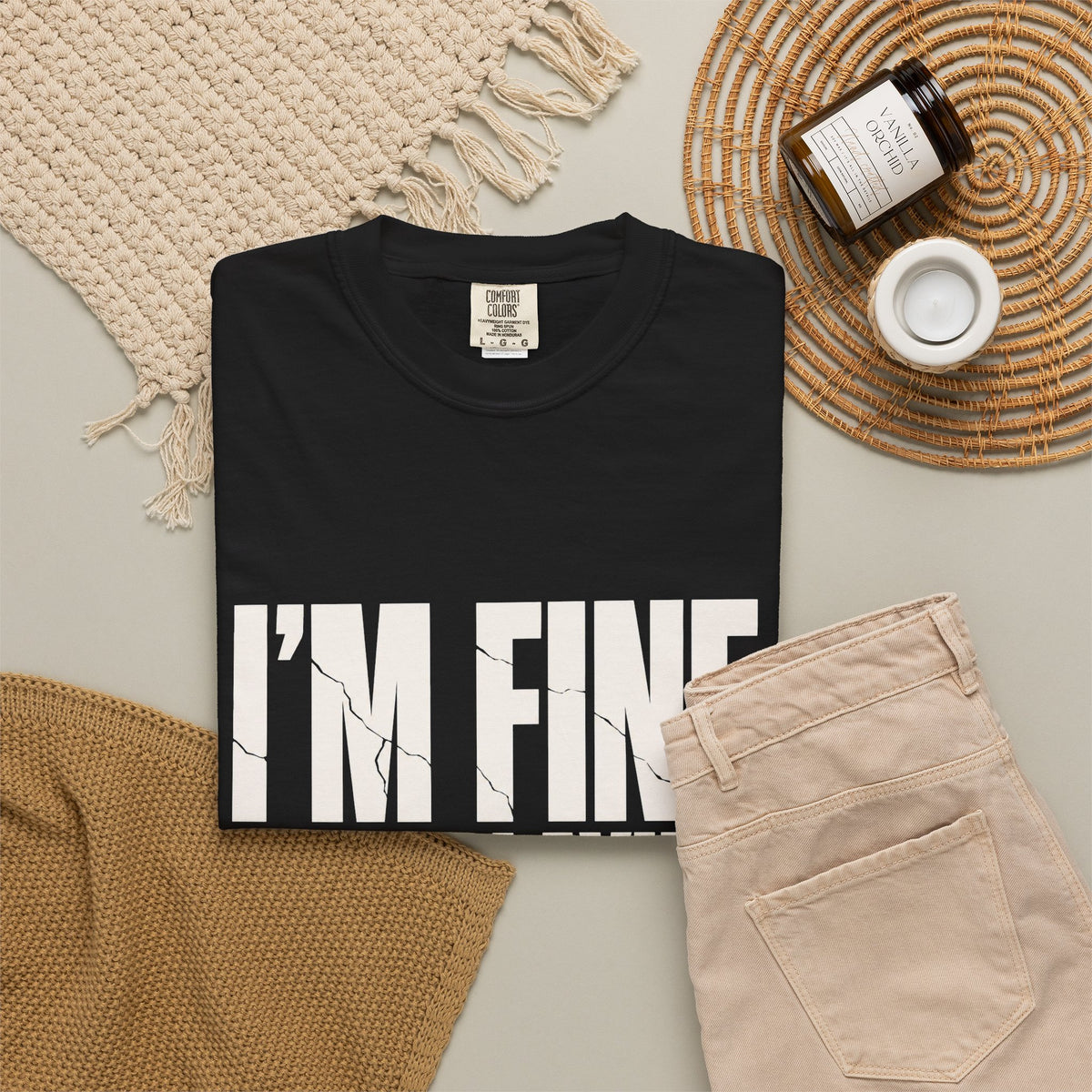I'm Fine. Keep Playing. T-Shirt - Black - Flat Lay