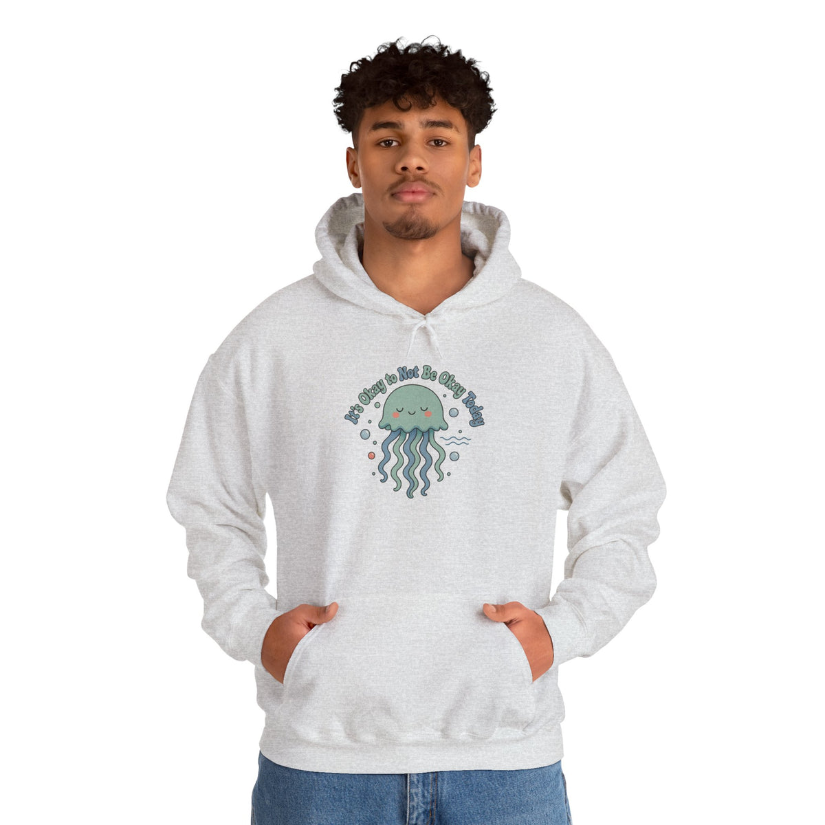 It's Okay to Not Be Okay Hoodie - Ash - On Model Male