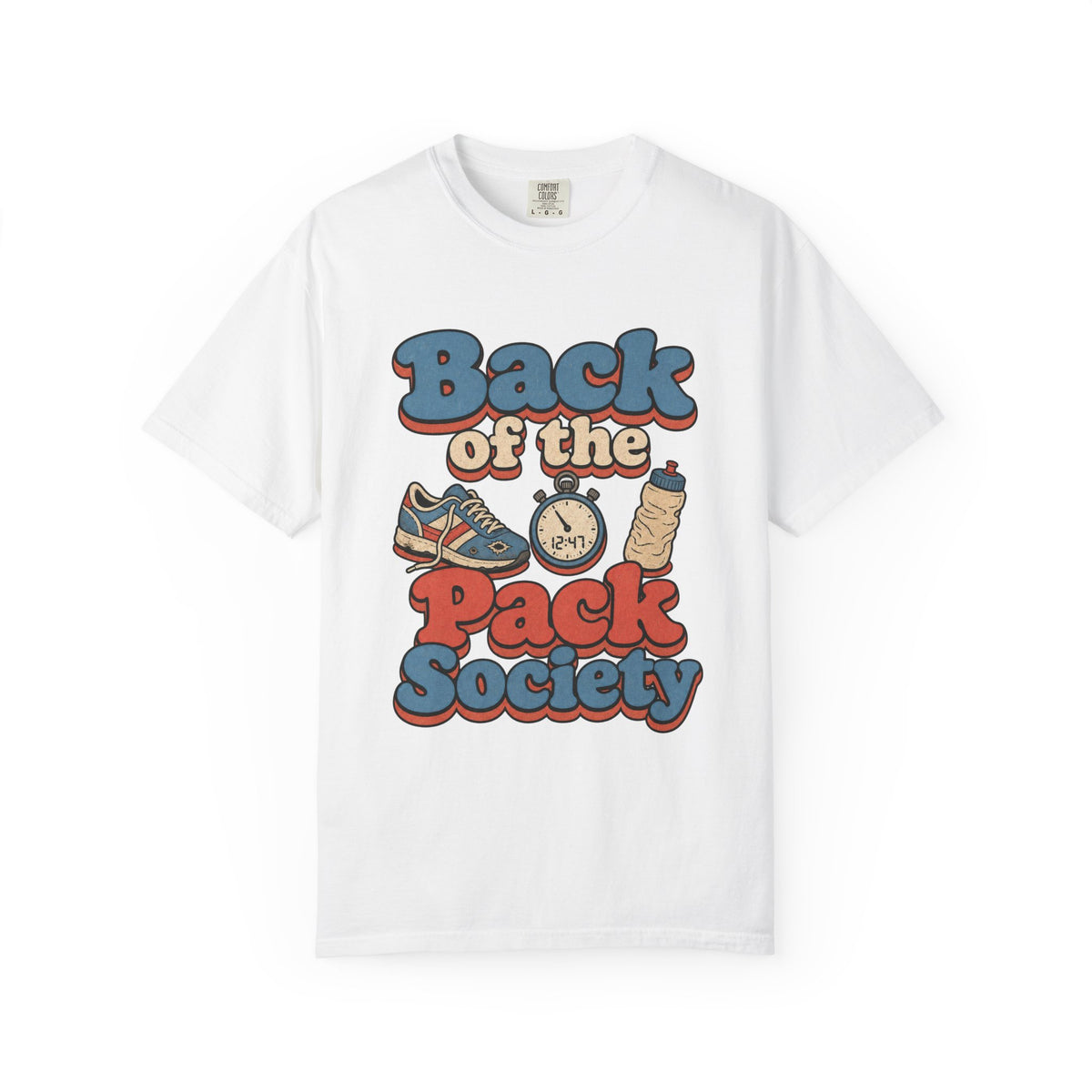 Back of the Pack Society T-shirt - White - on model side
