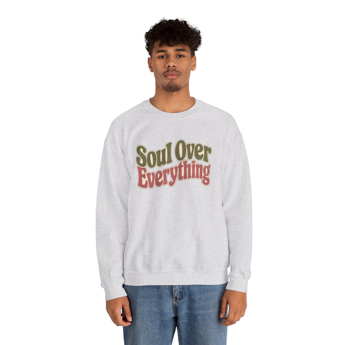 Soul Over Everything Sweatshirt - Ash - On Model Male