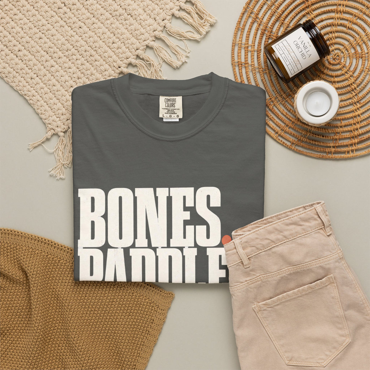Bones Paddles Backhands T-Shirt - Pepper - Flat Lay