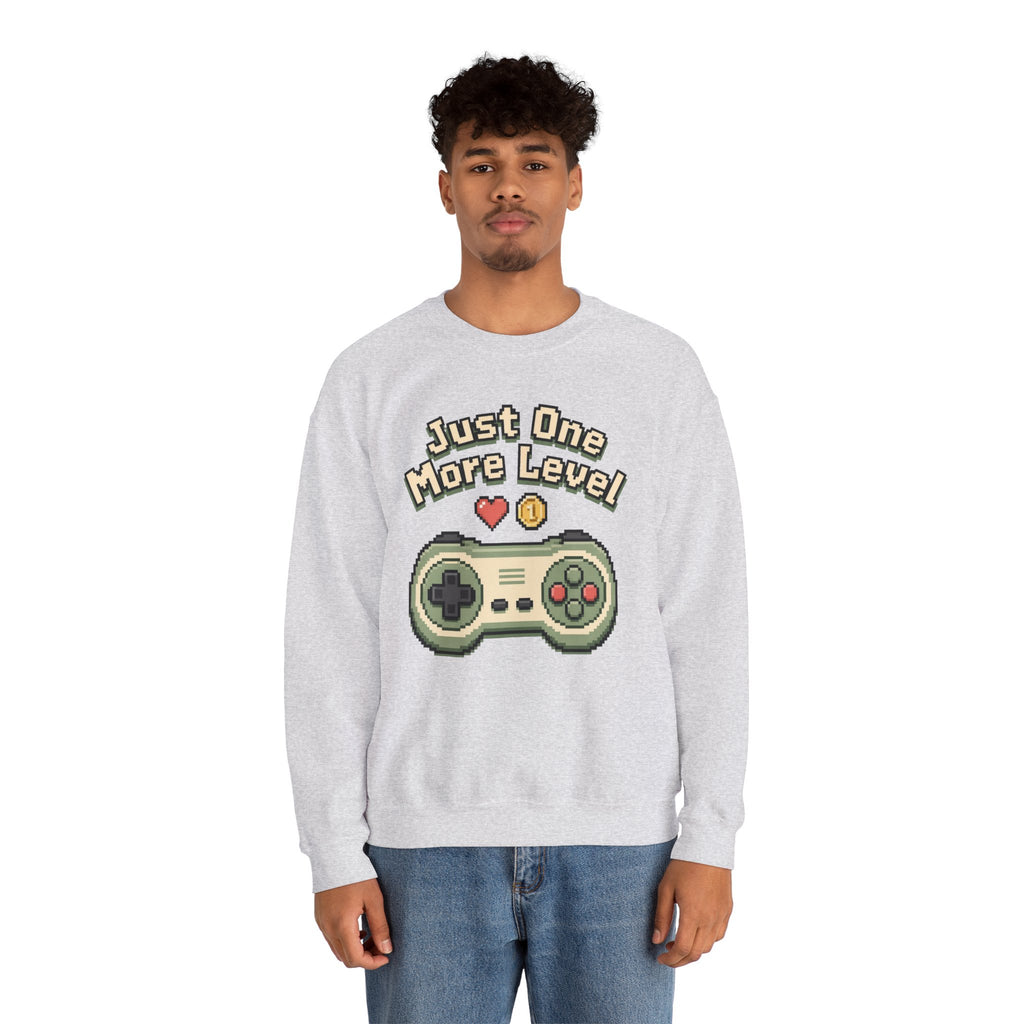Just One More Level Sweatshirt - Ash - On Model Male