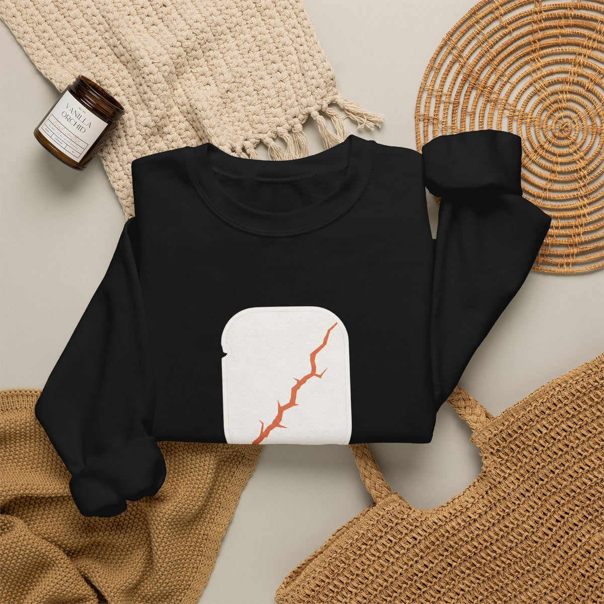 Pickleball Paddle Graphic Sweatshirt - Black - Flat Lay