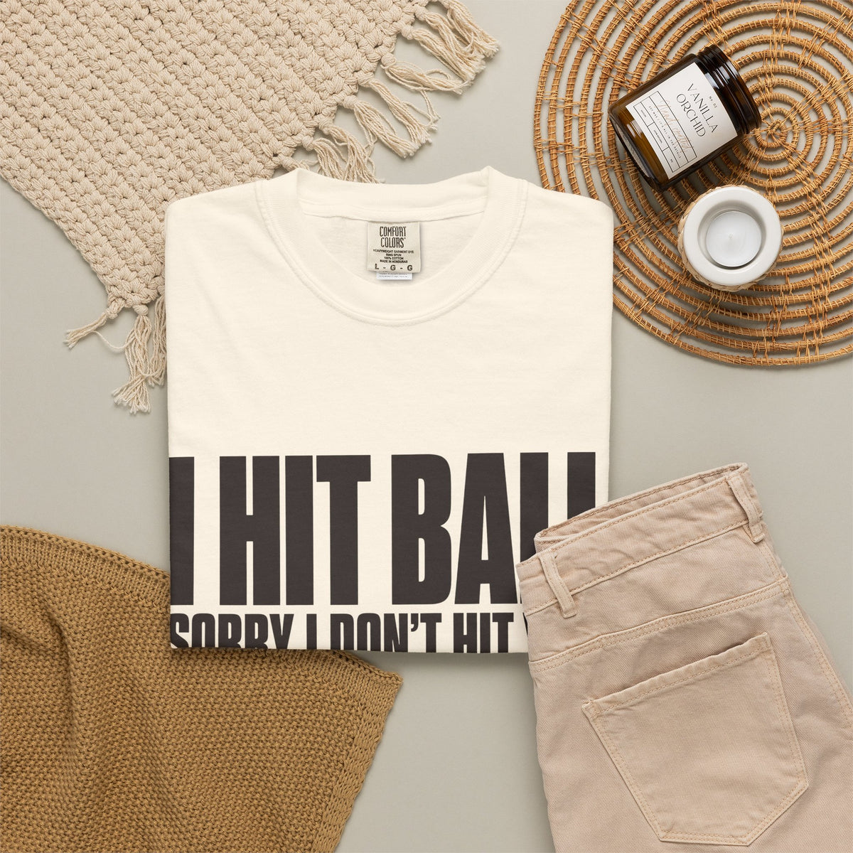 I Hit Ball. Sorry I Don't Hit You T-Shirt - Ivory - Flat Lay
