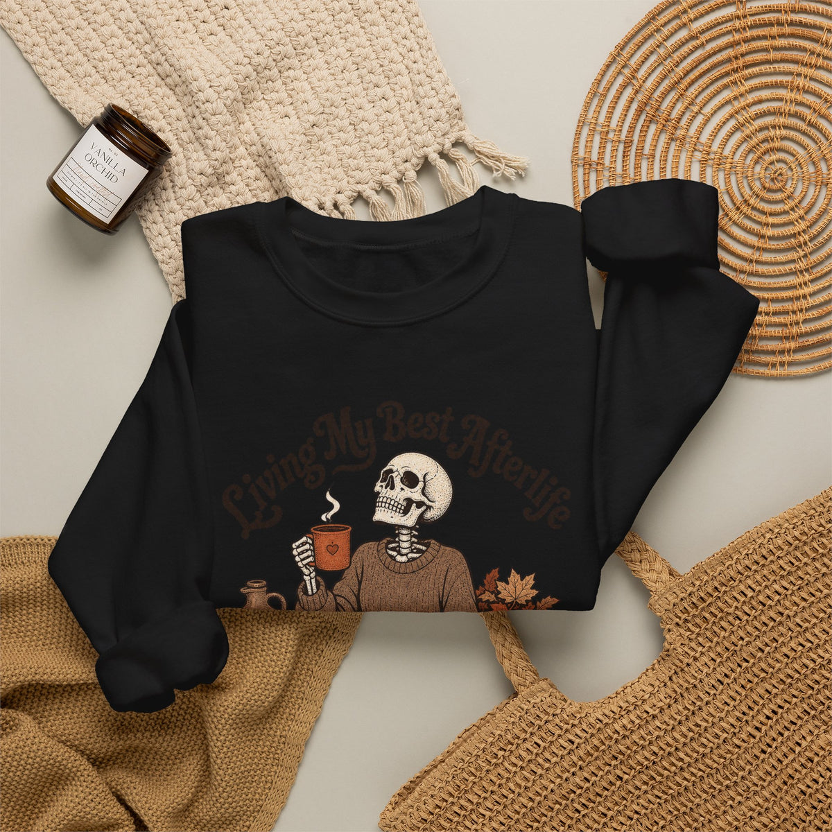 Living My Best Afterlife Sweatshirt - Black - flat lay
