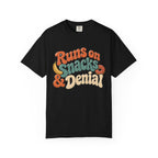 Runs on Snacks & Denial T-Shirt - Black - on model side