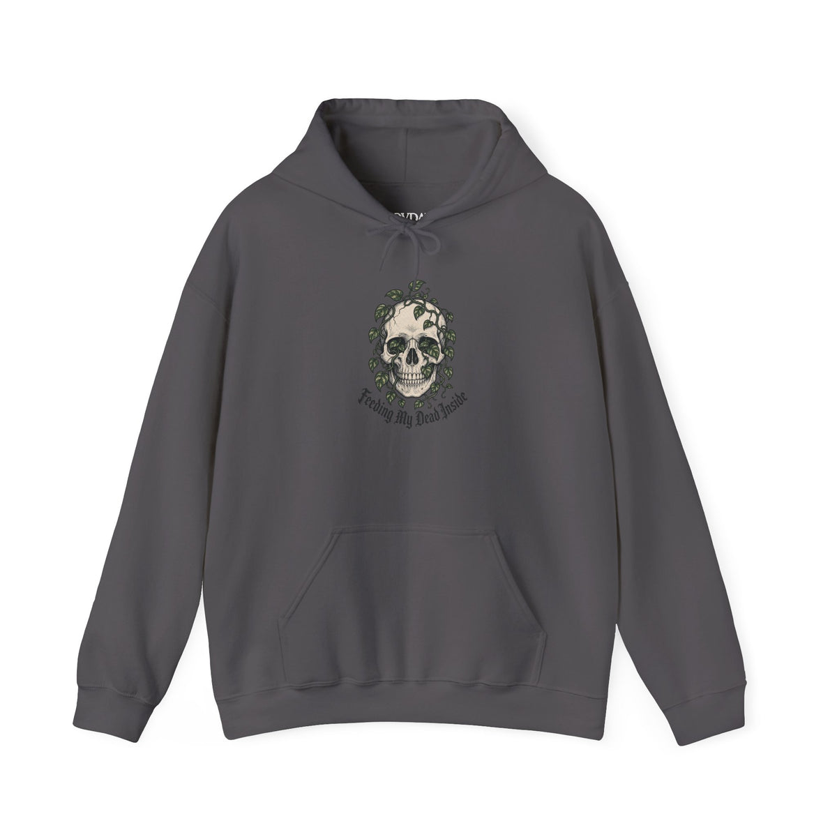 Skull with Ivy Leaves Hoodie - Charcoal - flat lay1